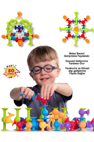SHOPİST Vacuum Molecule 50 Pieces Building Blocks Fidget Sensory Educational Toy Lego Squigz