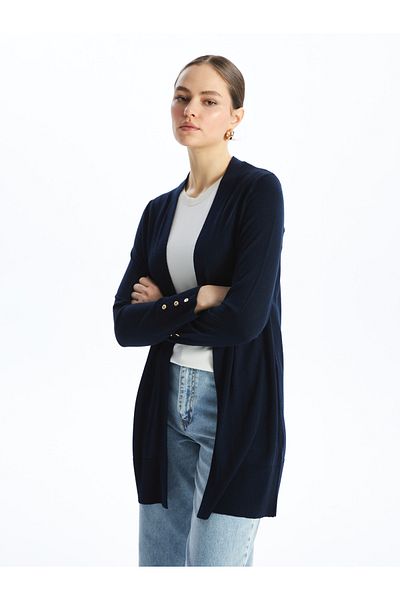 LC Waikiki Women's Knitwear Cardigan - Shawl Collar, Solid, Long Sleeve