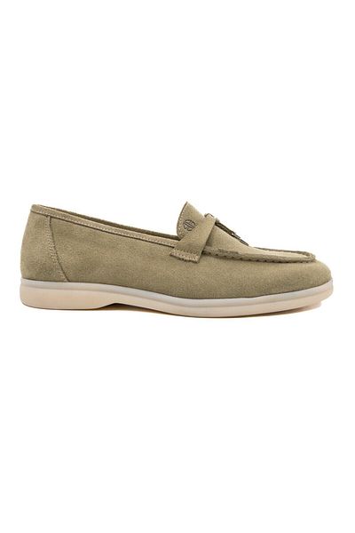 TEZCAN KUNDURA Meya Women's Buckle Light Green Genuine Suede Leather Loafer Women's Shoes