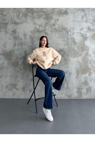 BRGCLOTHING Hanorac cu ursuleț de pluș brodat 100% bumbac