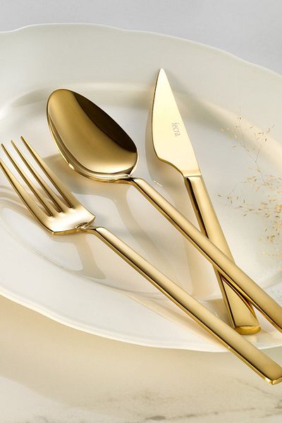 Fecra Nature Gold Fork Spoon Knife Set 18 Pieces