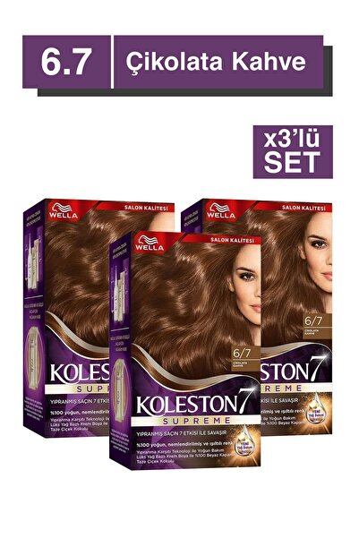 Wella Koleston Supreme Saç Boyası 6/7 Çikolata Kahve X3'lü Set