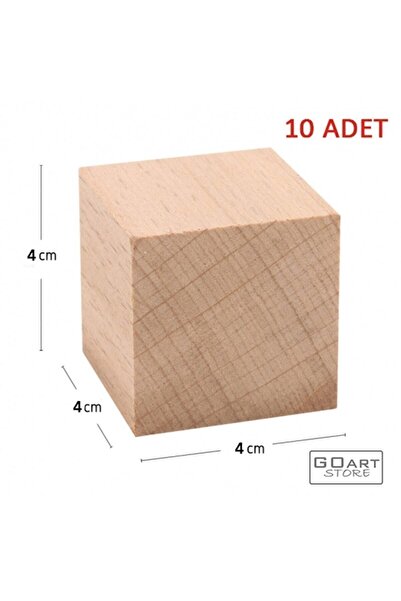 GOart Store Ahşap Küp Bloklar 4 Cm - 10 Adet - Doğal Ahşap Küp