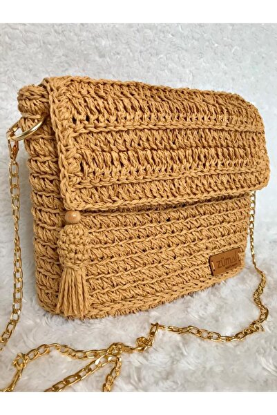 ZÜMAL Luxury Hand Knitted Paper Thread Women's Shoulder Bag (Color Straw)