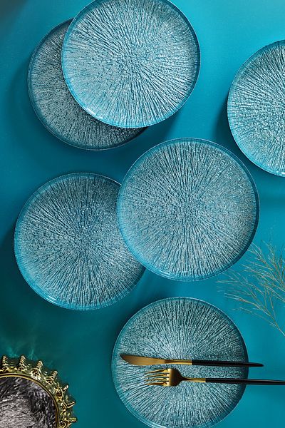 Fecra Rita Set of 6 Cake Plates Blue 21 Cm