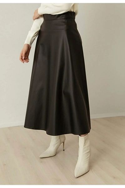 VOLT CLOTHİNG Schwarzer Mevlana-Damenrock aus Leder