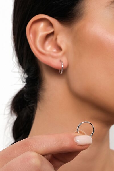 Side Gold Kuyumculuk 14 Ayar Beyaz Altın Halka Küpe 1,3 cm