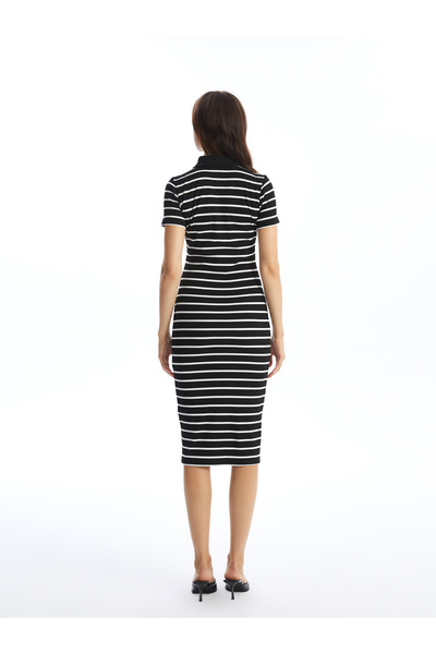 LC Waikiki Γυναικείο φόρεμα με ριγέ Polo λαιμόκοψη