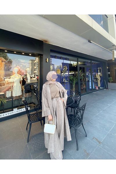 KETTAN Striped Coffee Kimono Suit