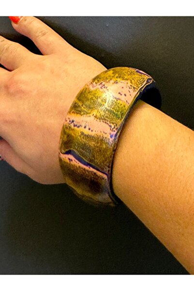 Gönülden Tasarım EL BOYAMA BAMBU AHŞAP KADIN OTANTİK ETNİK BİLEKLİK