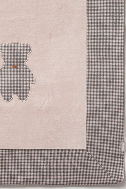 Cassiope Soft Touch Ekose ve Ayıcık Desenli 90*85 cm Kız ve Erkek Bebek Battaniye