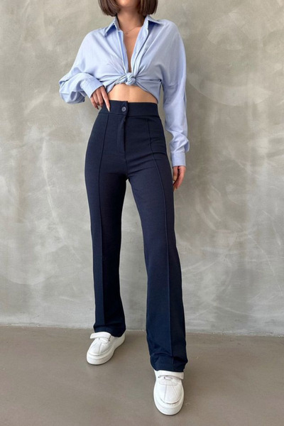 GOZZE Kadın Yüksek Bel Toparlayıcı ispanyol Paça Çımalı Pantolon 5005