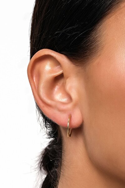 Side Gold Kuyumculuk 14 Ayar Sarı Altın Halka Küpe TEKLİ 1,9 cm