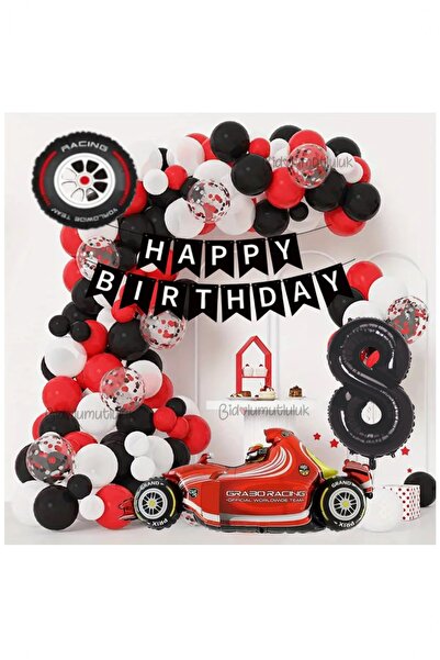 BİDOLUMUTLULUK Yarış Arabası Yaş Rakamlı Doğum Günü Konsepti Parti Eğlence Ku...