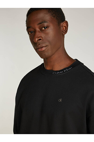 Calvin Klein Erkek Marka Logo Detaylı Regular Fit Uzun Kollu Siyah Sweatshirt K10K114092-BEH