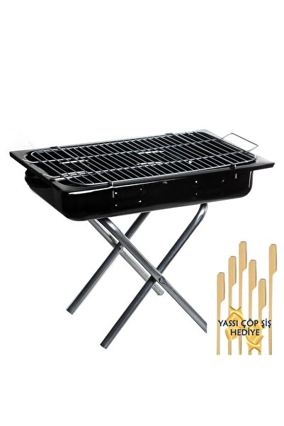 ÇEVRE Portatif Ayaklı Mangal Büyük Boy 60x35 Cm'lik, Izgara Telli, Çıra Hediyeli