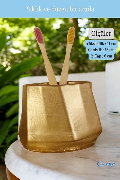 Evene Gold Colored Toothbrush Holder - Stand and Holder Model 17