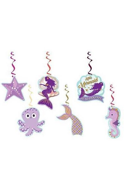 Deniz Party Store Mermaid Themed 6 Piece Pendant Lamp Ceiling Ornament