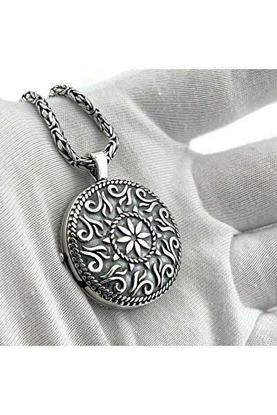 clgsilver 925 Ayar Gümüş Açılır Kapanır Kral Zincirli Madalyon Kolye