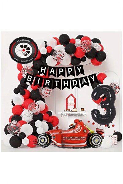 BİDOLUMUTLULUK Yarış Arabası Yaş Rakamlı Doğum Günü Konsepti Parti Eğlence Ku...