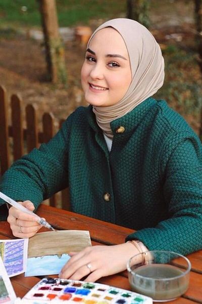 Organic Μοντέλο χτενισμένου βαμβακερού σάλι Hijab Light Mink