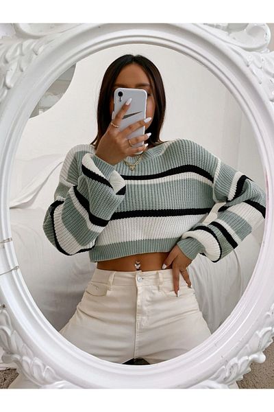 Dier Moda Pulover de damă Dier Moda cu dungi groase din tricot Thessaloniki
