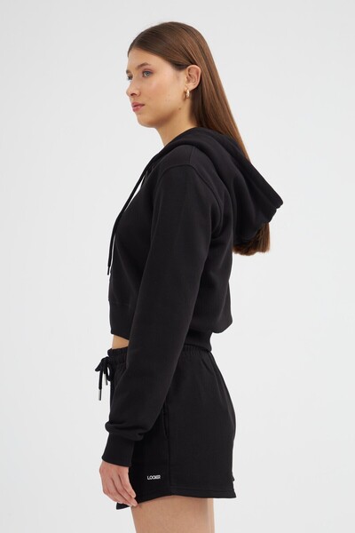 Looker Club Kadın Fermuarlı Crop Hırka - 2024525