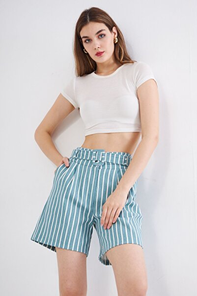 Yıldızistan Pasaklı Giyim Жіночий габардин з кишенями, ременем і пряжкою, сму...