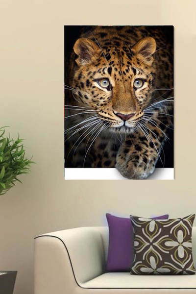 Tunax TABLODAN ÇIKAN ASLAN KAPLAN LEOPAR KANVAS TABLO EV DUVAR SALON OFİS ODA...