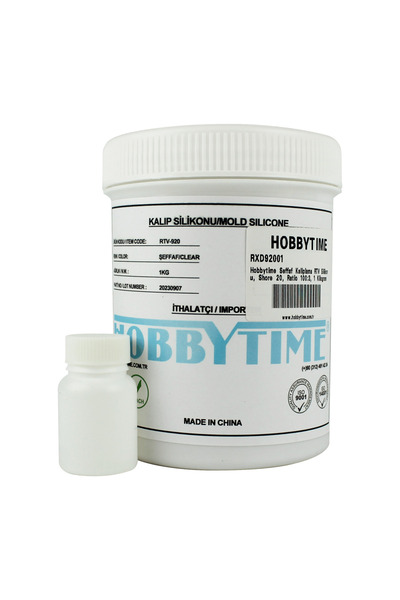 Hobbytime Rtv2 Yarı Şeffaf Kalıplama Silikonu, Sertlik Değeri 20 Shore, Karışım Oranı 100:3, 1 Kilog