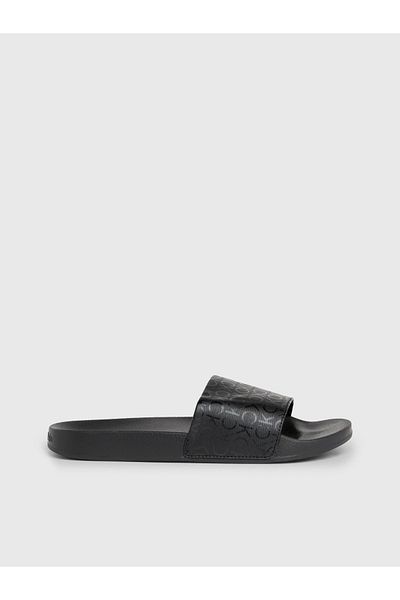 Calvin Klein Women's Brand Logo Rubber Sole Synthetic Material Black Slippers Suitable for Beach and Daily Use HW0