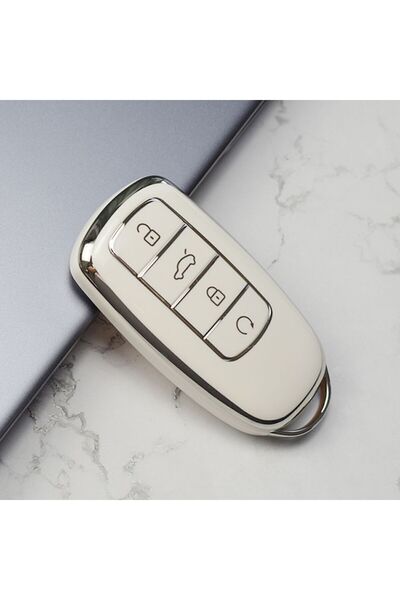 charmerprincesses Chery Tiggo 8 Pro & Omoda 5 Anahtar Kılıfı (Beyaz-Gümüş Renk)