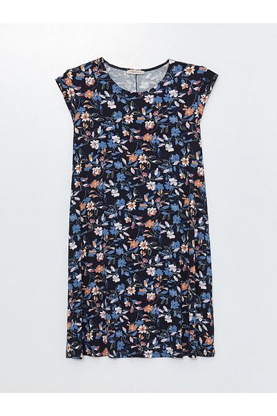 LC Waikiki Rochie de damă cu mânecă scurtă cu decolteu rotund cu model
