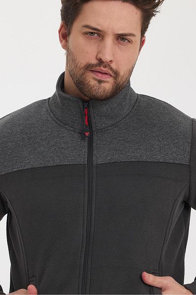 yakamor Men's Garnished Zippered Fleece Jacket