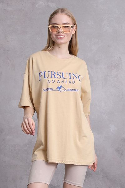 Mad&Calf Γυναικείο μπλουζάκι Pursing Go Ahead με στάμπα Oversize