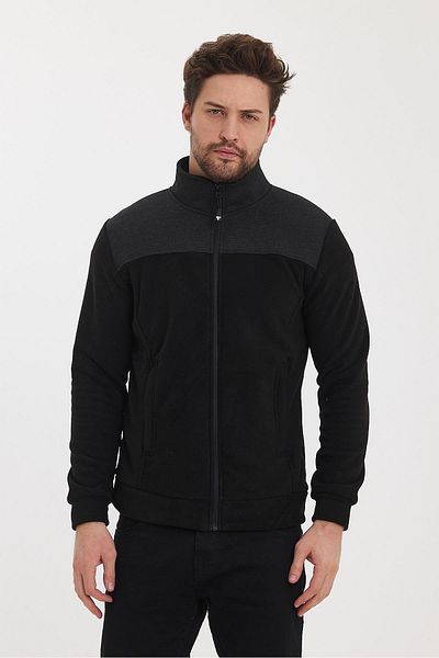 yakamor Men's Garnished Zippered Fleece Jacket