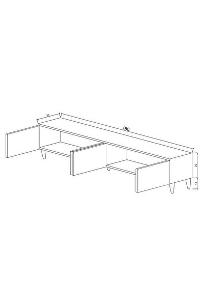 Genel Markalar Elegance Plus - Dört Kapaklı MDF Siyah TV Sehpası 160x45x30