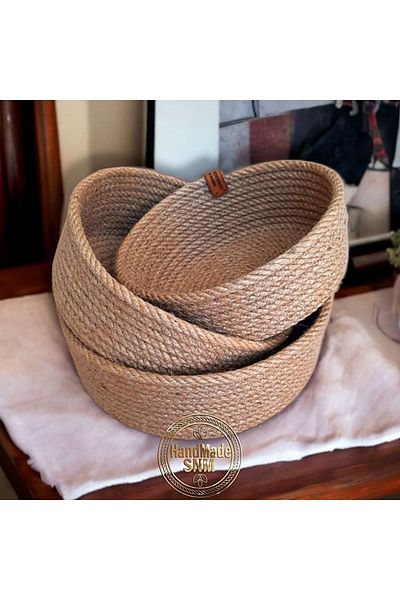 HandmadeSNM Кошница от юта от ракита, първокласно качество - 100% естествена ракита, ръчно изработен комплект