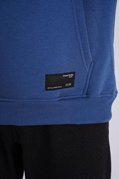 Est Estola ІНДІГО Чоловічий худі з капюшоном і кишенями - 3 нитки шардоне