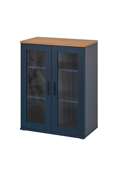 IKEA cam kapaklı dolap, mavi-siyah, 70x90 cm Genişlik: 70 cm Maks. yük/raf: 15 kg Yükseklik: 90 cm