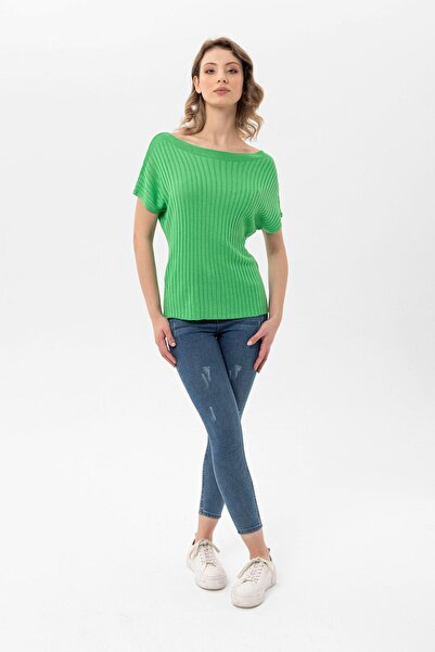 GND Tricou cu mânecă zero din viscoză cu gât barcă