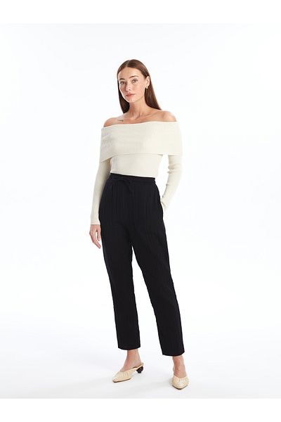 LC Waikiki Damen – gerade Hose mit elastischem Bund