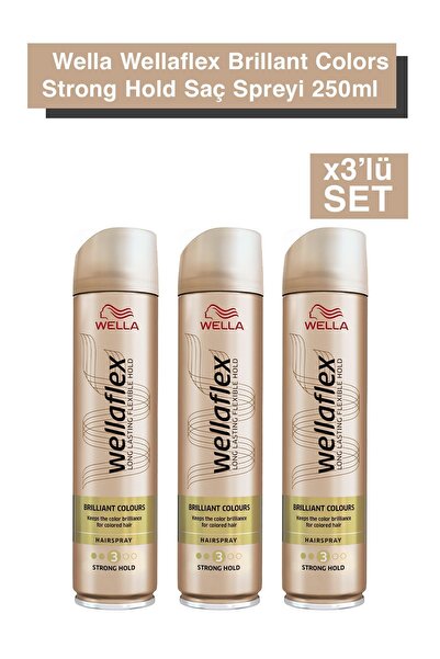 Wella Wellaflex Brillant Colors Strong Hold Hairspray - 250 ml X3'lu Set