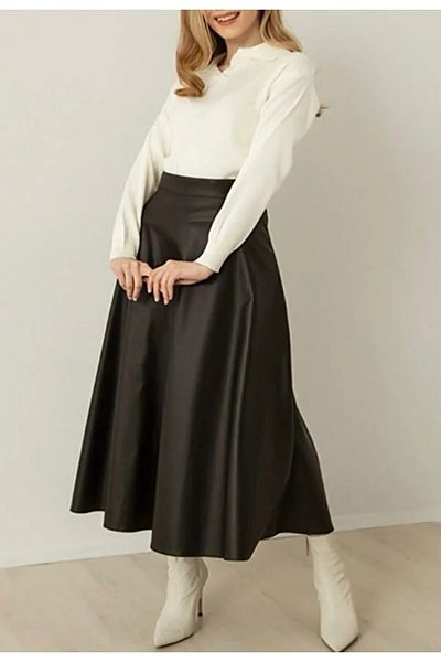 VOLT CLOTHİNG Schwarzer Mevlana-Damenrock aus Leder