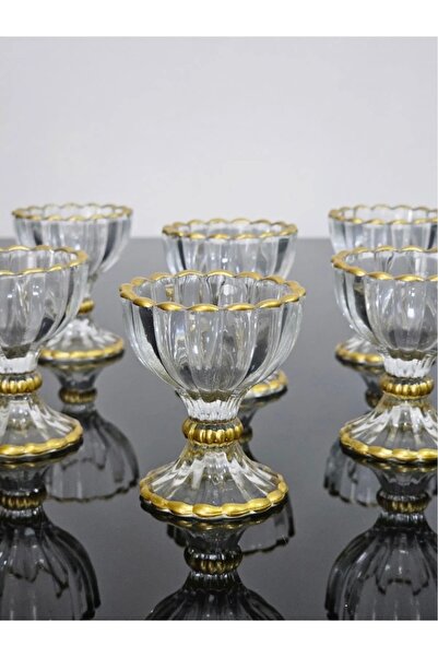 P H Panayır Home 6 lı  Cam Yaldızlı Mini Lokumluk Çikolatalık Şekerlik Drajel...