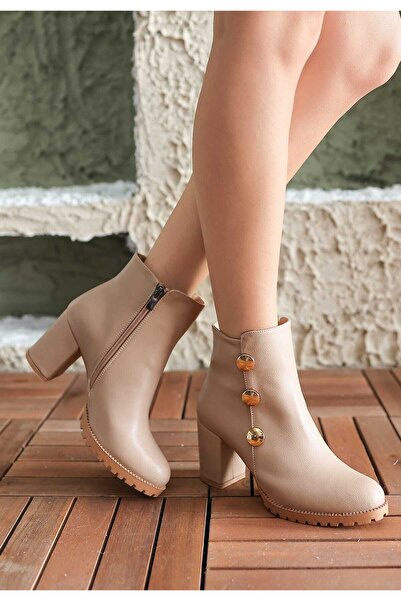 werfen Kadın Günlük Kullanımlı Düğmeli Detaylı Fermuarlı Kısa Bot