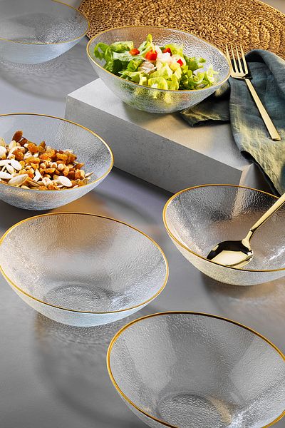 Fecra Jasmin 6-Piece Bowl Set with Gold Mesh 17 Cm