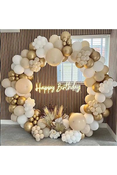 Aksesuar 70 Pieces Chrome Gold White Sea Sand Balloon Set
