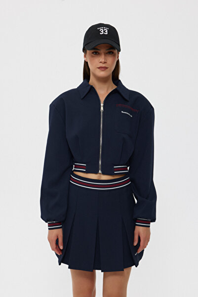 Seda Yalçın Atelier Синій однобортний піджак з натиском