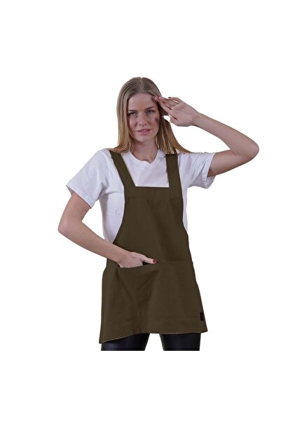 Exve Exclusive Khaki Green Basic Double Pocket Apron - For Chef, Barista, Worker and Kitchen